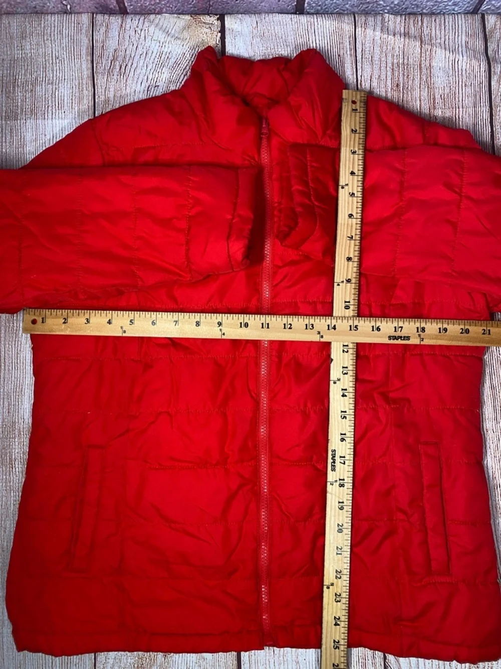 Red Puffer Jacket Mens M Lightweight Quilted Zip Coat